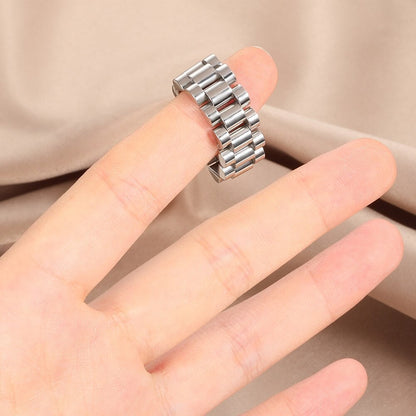 Punk Watch Band Ring, Silver Chic Link Ring, Stainless Steel Gothic Watch Link Ring, Dainty Minimalist for Women, Gift for Her