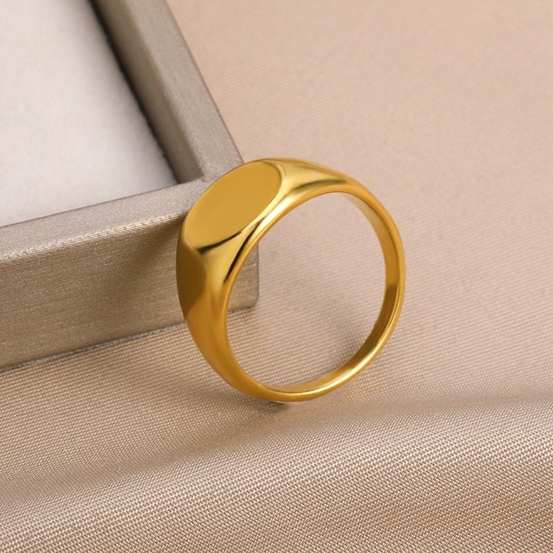 Dainty Signet Ring, Gold Signet Ring, 18K Gold Signet Ring, Boho Simple Chic Minimalist Punk Ring, Gift for Her, Gift for Him