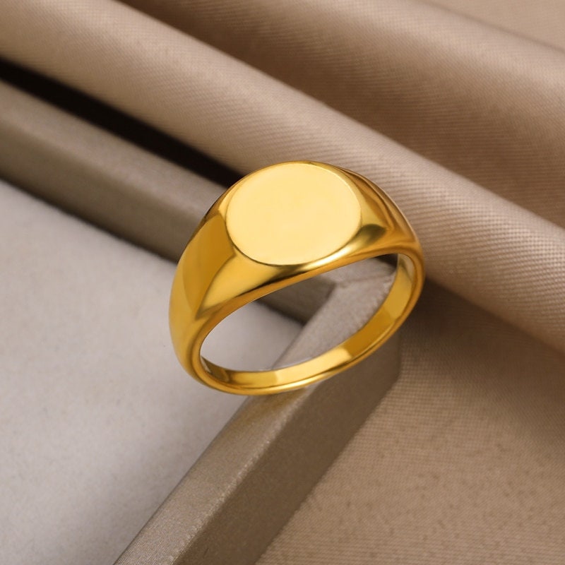 Dainty Signet Ring, Gold Signet Ring, 18K Gold Signet Ring, Boho Simple Chic Minimalist Punk Ring, Gift for Her, Gift for Him