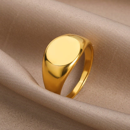 Dainty Signet Ring, Gold Signet Ring, 18K Gold Signet Ring, Boho Simple Chic Minimalist Punk Ring, Gift for Her, Gift for Him