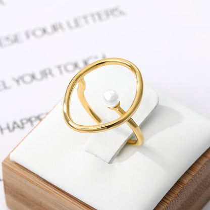 Punk Pearl Ring, 18K Gold Open Pearl Ring, Dainty Fine Pearl Ring, Gothic Fashion Adjustable Pearl Ring for Women, Gift for Her