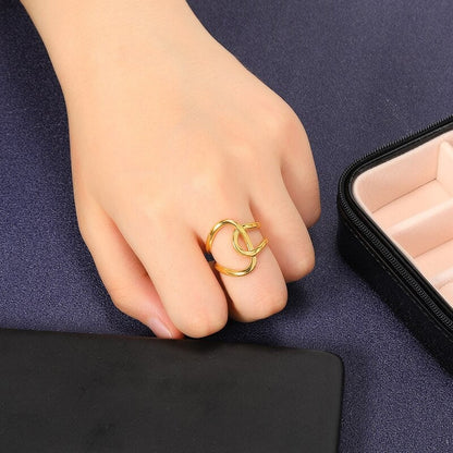 18K Gold Punk Hollow Ring, Boho Gold Geometric Twist Ring, Punk Hollow Ring for Women, Minimalist Abstract Artsy Twisted, Gift for Her