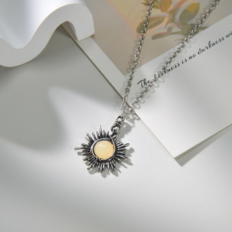 Boho Moon and Sun Drop Earrings, Punk Stainless Steel Celestial Moon Sun Dangle Earrings, Gothic Moonstone Drop Earrings, Dainty for Women