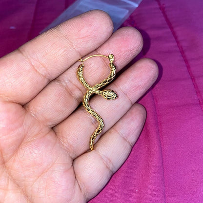 18K Gold Punk Snake Dangle Earrings, Gold Boho Snake Drop Earrings, Dainty Gothic Snake Earrings for Women, Minimalist Gift for Her