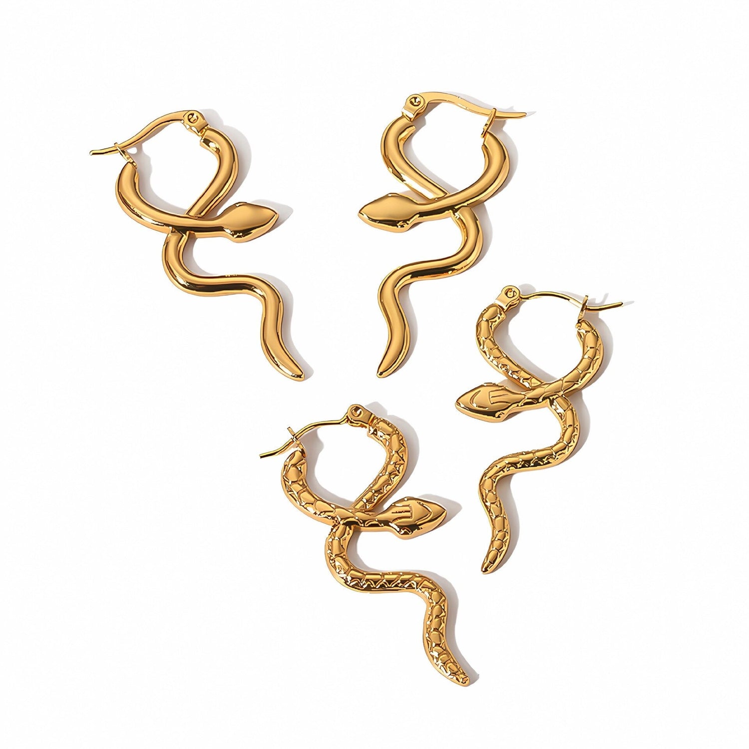 18K Gold Punk Snake Dangle Earrings, Gold Boho Snake Drop Earrings, Dainty Gothic Snake Earrings for Women, Minimalist Gift for Her