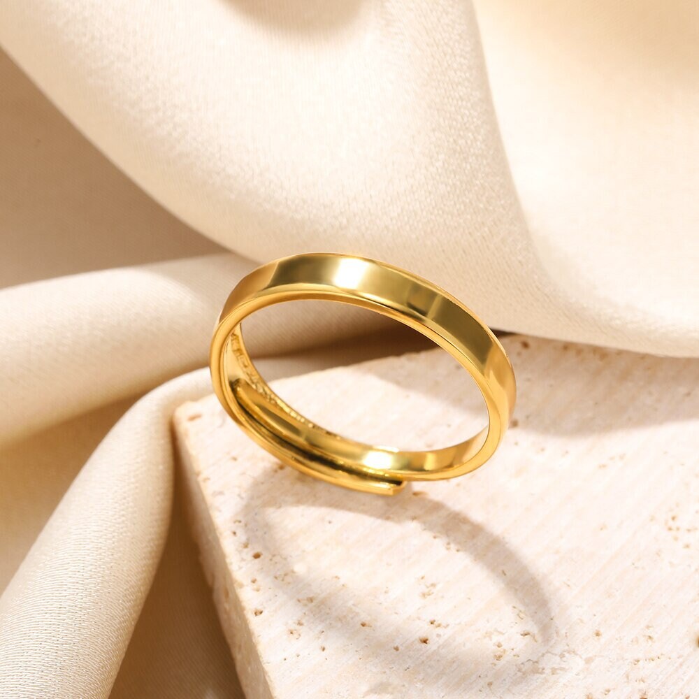 Boho 18K Gold Ring, Minimalist Gold Knuckle Ring, Punk Minimalistic Adjustable Ring, Simple Ring for Women, Gift for Her