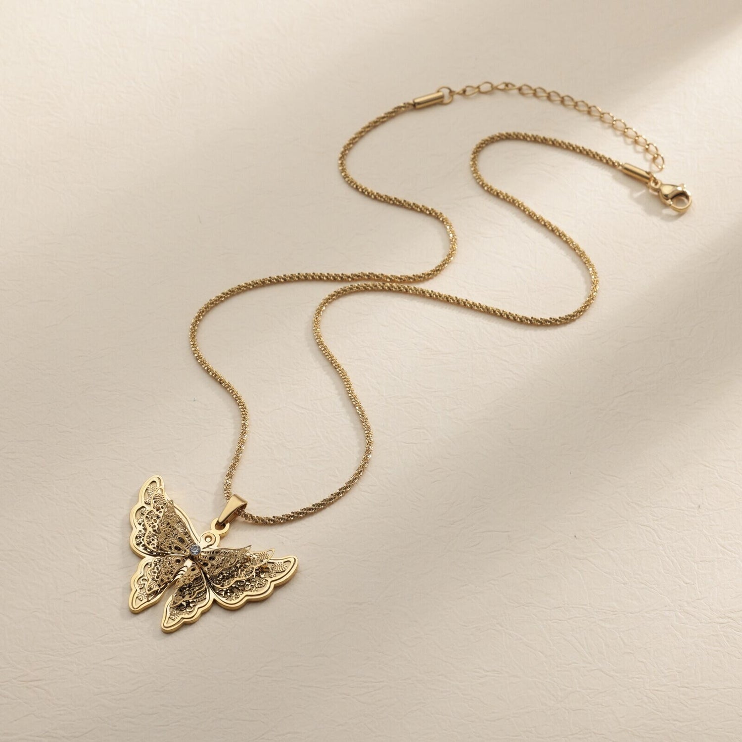 Boho Gold Butterfly Charm Pendant, Punk 18K Gold Butterfly Necklace, Elegant Dainty Minimalist Pendant for Women, Gift for Her