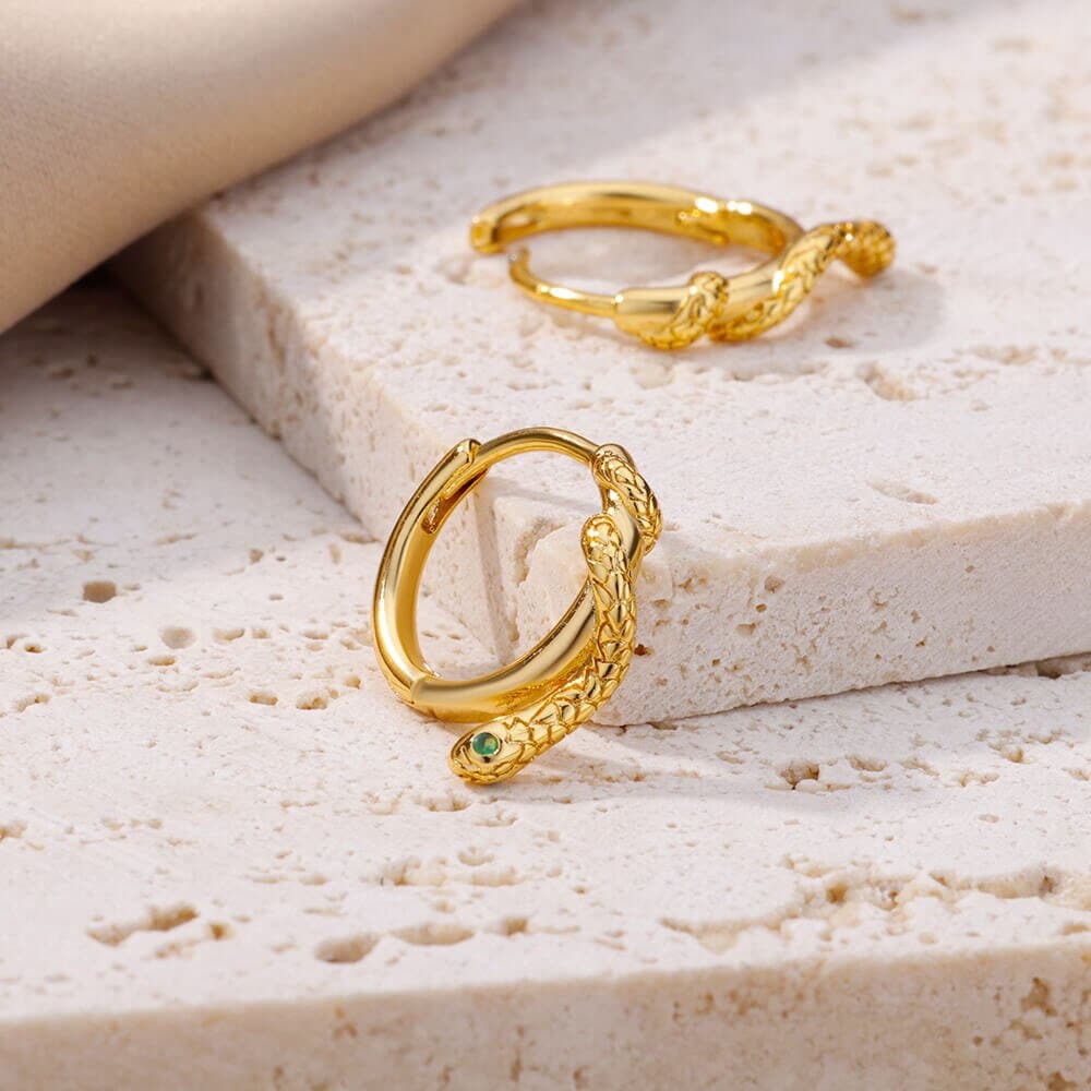 Punk Snake Hoop Earrings, Dainty Snake Hoop Earrings, 18K Gold Snake Earrings, Gothic Snake Minimalist Earrings for Women, Gift for Her