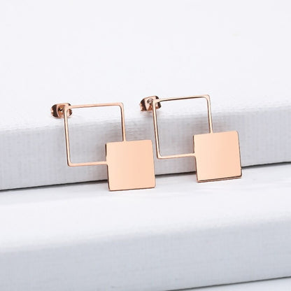 Boho Minimalist Square Earrings, Dainty Abstract Square Earrings, 18K Gold Square Studs, Artsy Artist Minimalist for Women, Gift for Her