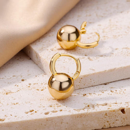 Dainty Ball Drop Earrings, Gold Ball Dangle Earrings, 18K Gold Ball Hoops, Punk Dainty Boho Minimalist Hoops for Women, Gift for Her