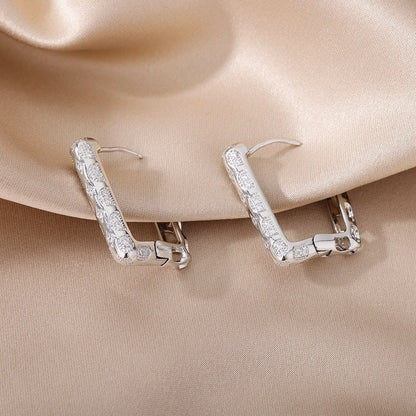 Boho Square Hoop Earrings, Punk Square Earrings, Cubic Zirconia Hoops, 18K Gold, Rectangle Box Dainty Minimalist for Women, Gift for Her
