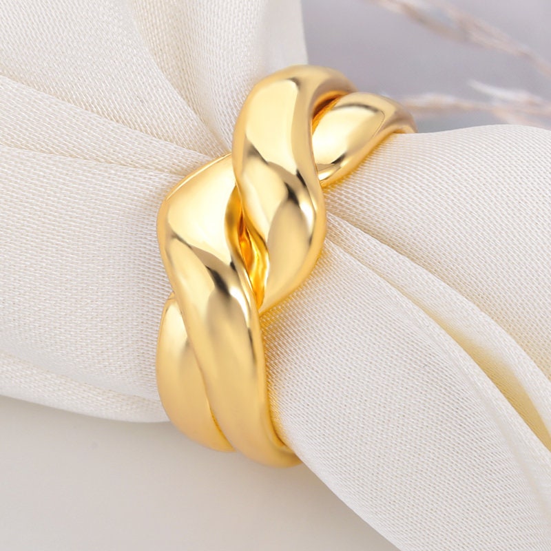 Boho Double Knot Ring, 18K Gold Double Twist Ring, Punk Twist Ring, Dainty Minimalist Double Ring for Women, Gift for Her