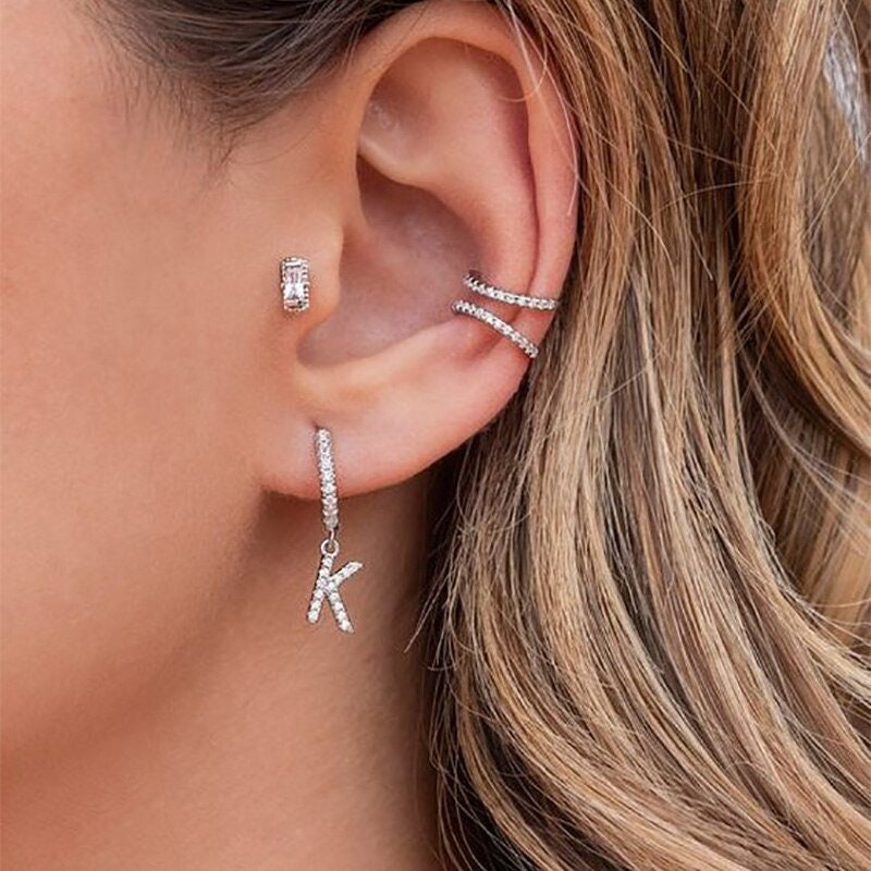 Dainty Initial Crystal Drop Earrings, 18K Gold Plated Cubic Zirconia Letter Drop Earrings, Boho Minimalist Initials for Women, Gift for Her