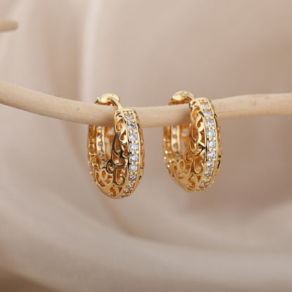 Boho Henna 18K Gold Plated Hoop Earrings, Henna Weave Flower Hoop Earrings, Punk Dainty Minimalist Hoops for Women, Gift for Her