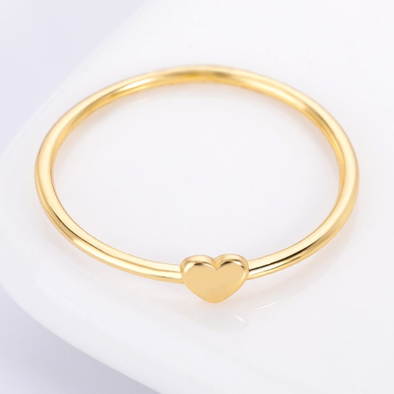 Dainty Heart Ring, Gold Heart Ring, Minimalist Heart Ring, 18K Gold Ring, Boho Minimalistic Punk Korean Heart for Women, Gift for Her