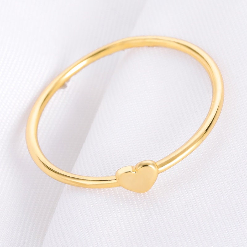 Dainty Heart Ring, Gold Heart Ring, Minimalist Heart Ring, 18K Gold Ring, Boho Minimalistic Punk Korean Heart for Women, Gift for Her