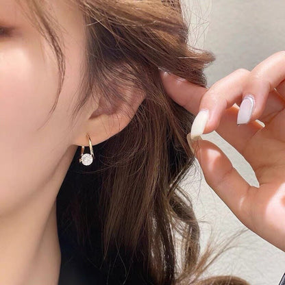 Punk Crystal Twist Drop Earrings, Dainty 18K Gold Crystal Cubic Zirconia Stud Earrings, Boho Minimalist Hoops for Women, Gift for Her