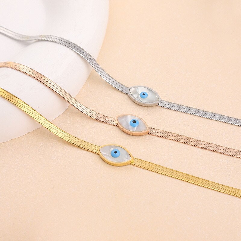 Punk Evil Eye Bracelet, Gold Evil Eye Snake Bracelet, 18K Gold Snake Bracelet, Gothic Protection Amulet Dainty Minimalist, Gift for Her