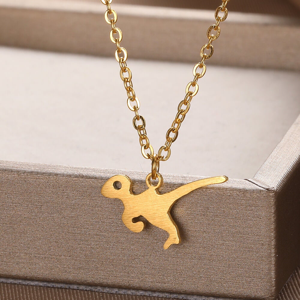 Cute Dinosaur Pendant, Gold Velicoraptor Pendant, 18K Gold Dino Necklace, Boho Mini Minimalist Raptor Necklace, Gift for Her, Gift for Him