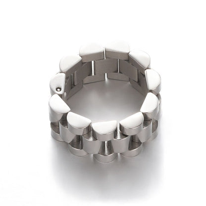 Punk Watch Band Ring, Silver Chic Link Ring, Stainless Steel Gothic Watch Link Ring, Dainty Minimalist for Women, Gift for Her