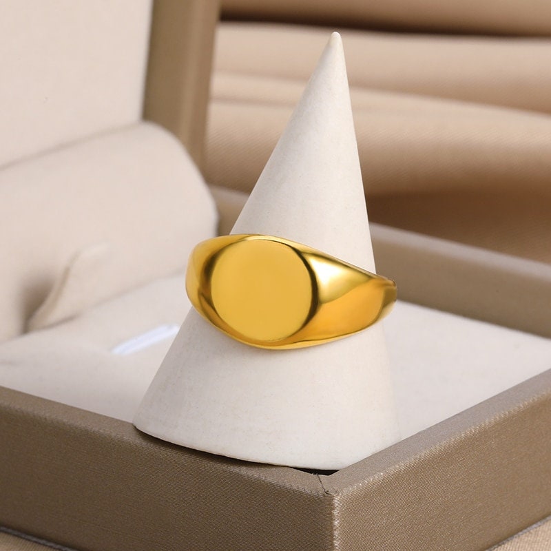 Dainty Signet Ring, Gold Signet Ring, 18K Gold Signet Ring, Boho Simple Chic Minimalist Punk Ring, Gift for Her, Gift for Him