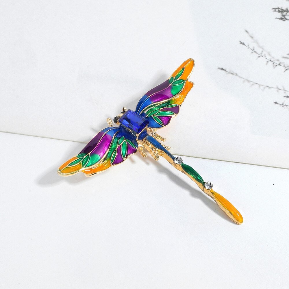 Punk Crystal Dragonfly Brooch, Gold Cubic Zirconia Dragonfly Brooch Pin, Dainty Dragonfly Brooch for Women, Gift for Her