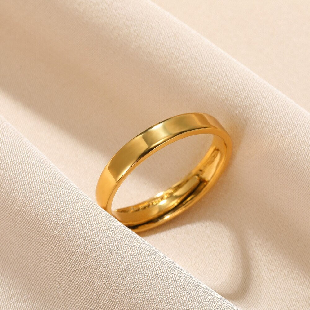 Boho 18K Gold Ring, Minimalist Gold Knuckle Ring, Punk Minimalistic Adjustable Ring, Simple Ring for Women, Gift for Her