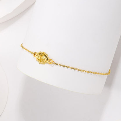 Boho 18K Gold Lady Bug Bracelet, Punk Gold Ladybug Charm Bracelet, Dainty Minimalist Bracelet for Women, Gift for Her
