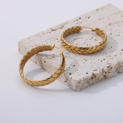 Boho Greek Wreath Hoop Earrings, 18K Gold Wheat Leaves Hoop Earrings, Punk Greek Dainty Earrings, Minimalist Hoops for Women, Gift for Her