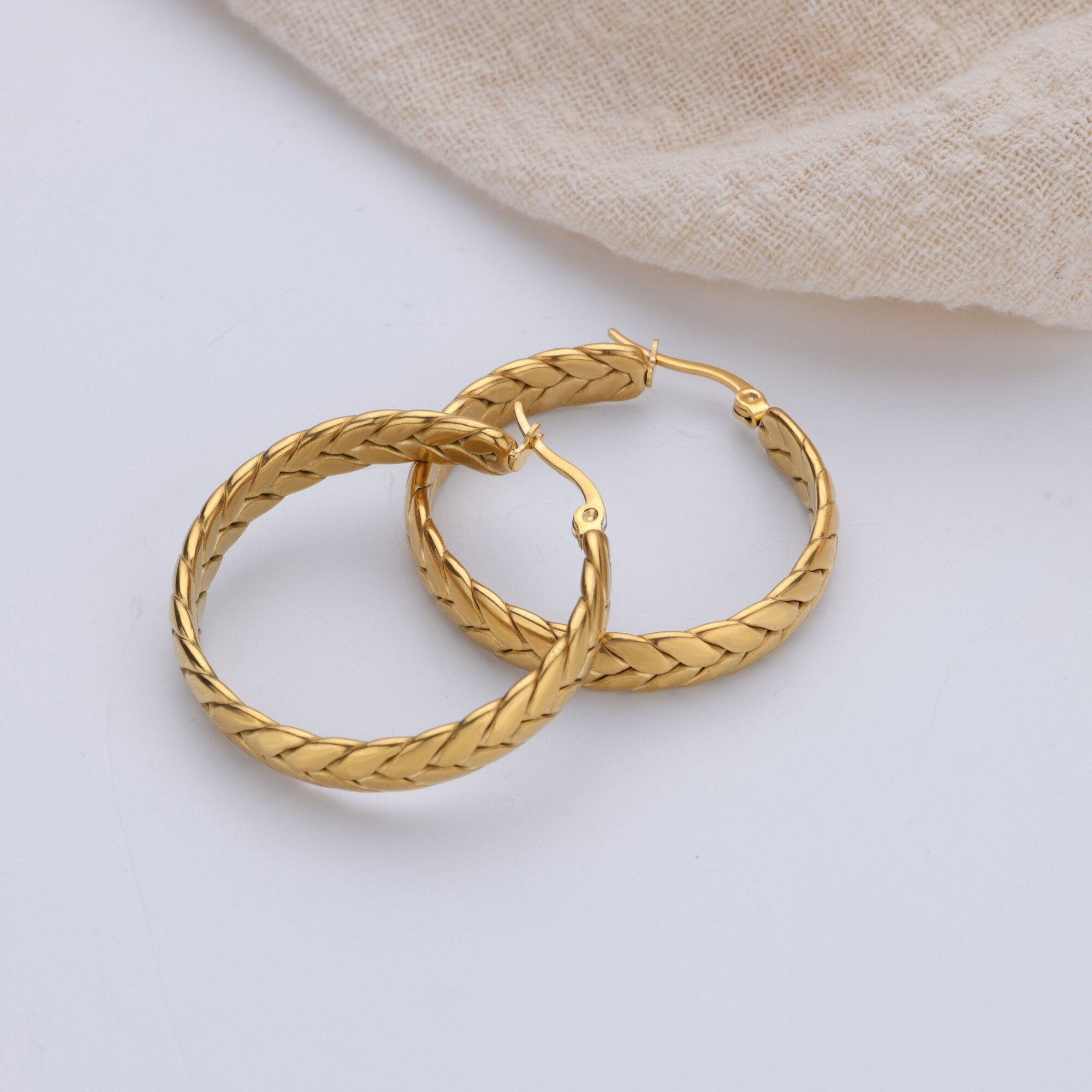 Boho Greek Wreath Hoop Earrings, 18K Gold Wheat Leaves Hoop Earrings, Punk Greek Dainty Earrings, Minimalist Hoops for Women, Gift for Her