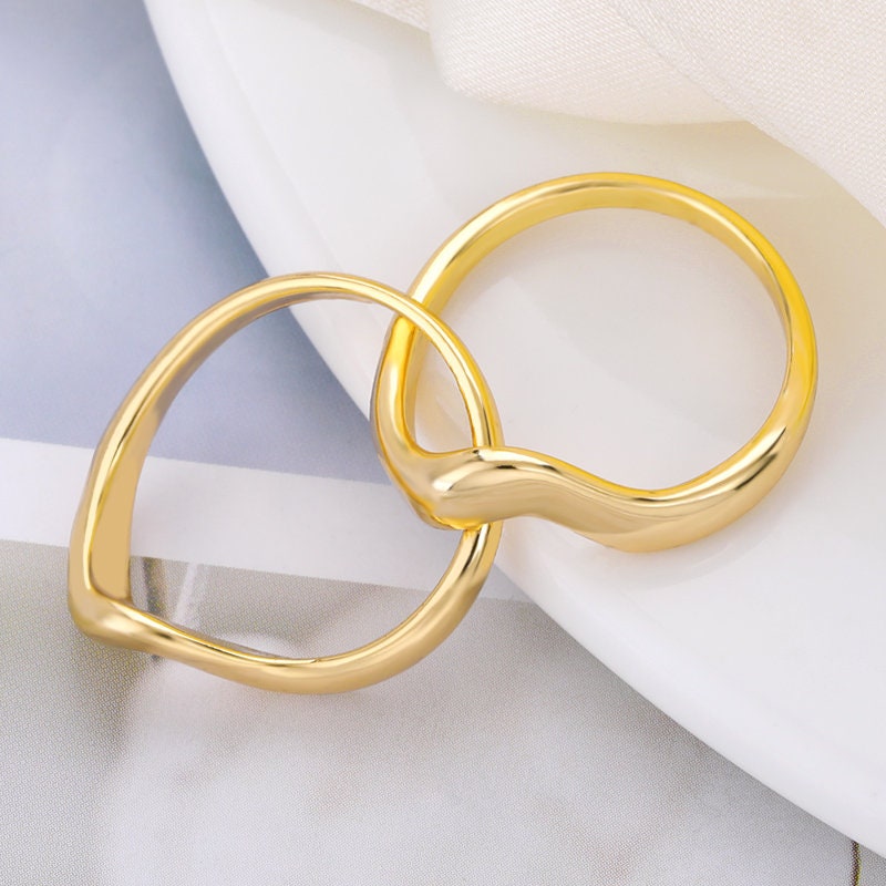 Boho Double Knot Ring, 18K Gold Double Twist Ring, Punk Twist Ring, Dainty Minimalist Double Ring for Women, Gift for Her