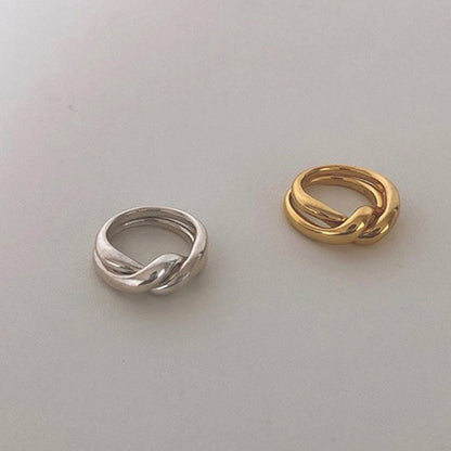Boho Double Knot Ring, 18K Gold Double Twist Ring, Punk Twist Ring, Dainty Minimalist Double Ring for Women, Gift for Her