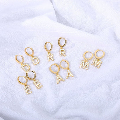 Dainty Initial Crystal Drop Earrings, 18K Gold Plated Cubic Zirconia Letter Drop Earrings, Boho Minimalist Initials for Women, Gift for Her