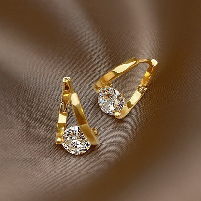 Punk Crystal Twist Drop Earrings, Dainty 18K Gold Crystal Cubic Zirconia Stud Earrings, Boho Minimalist Hoops for Women, Gift for Her